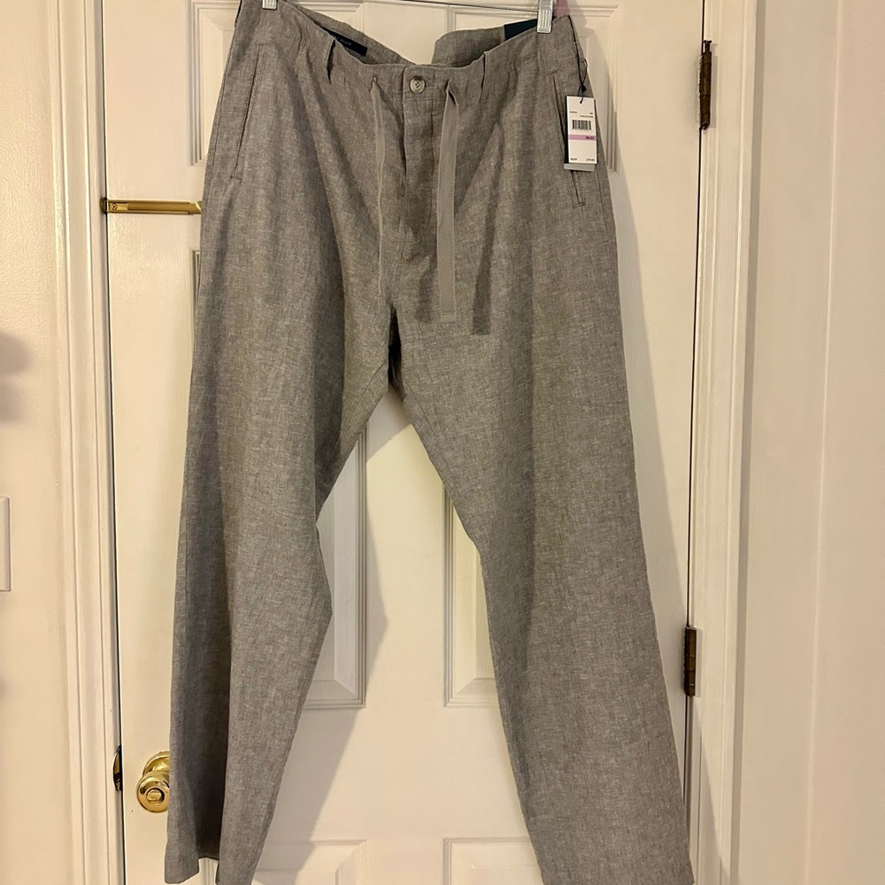NWT Perry Ellis Linen Blend Relaxed Trousers 38x32
